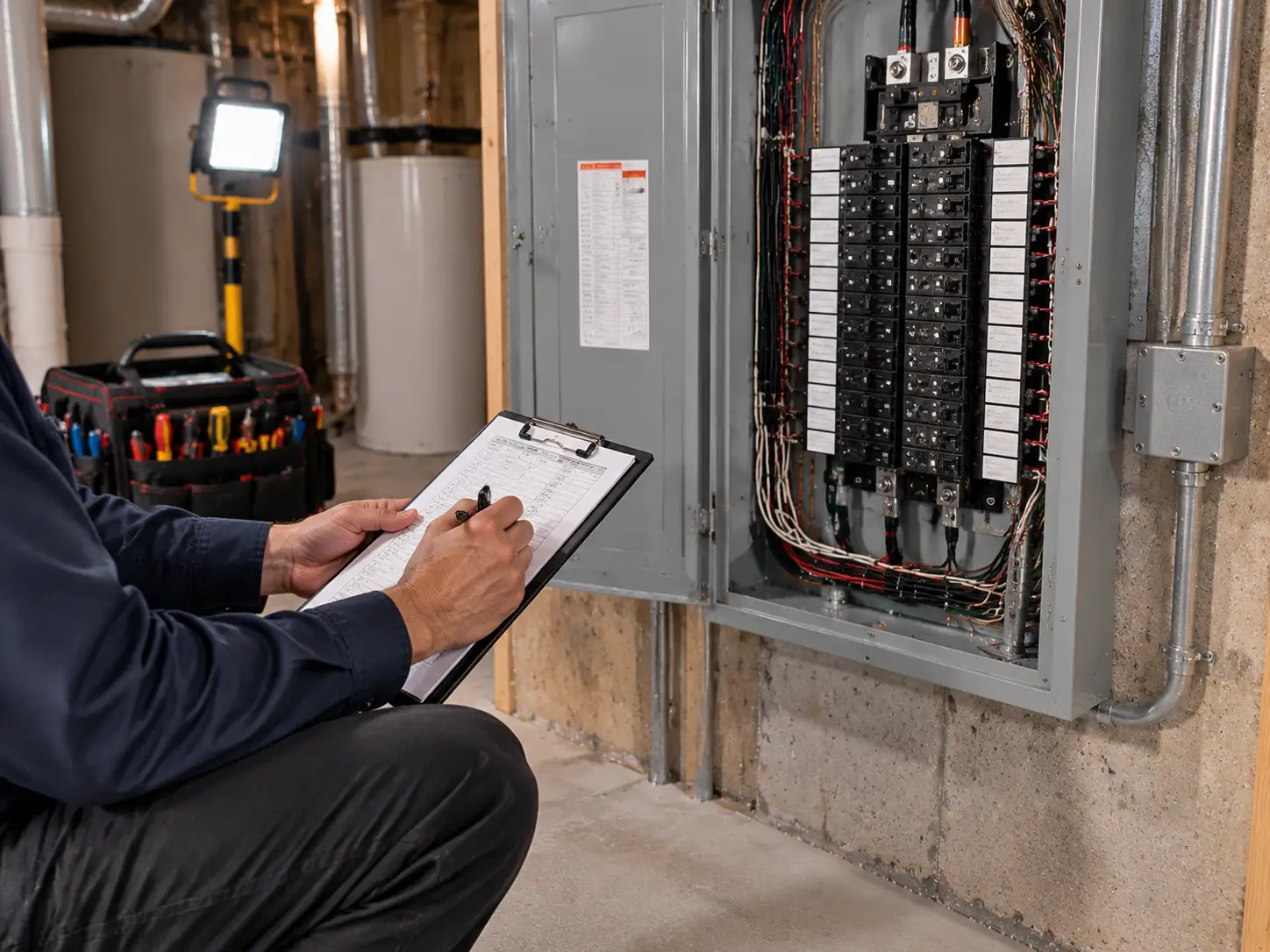 Local electrician Caledon working on a residential panel