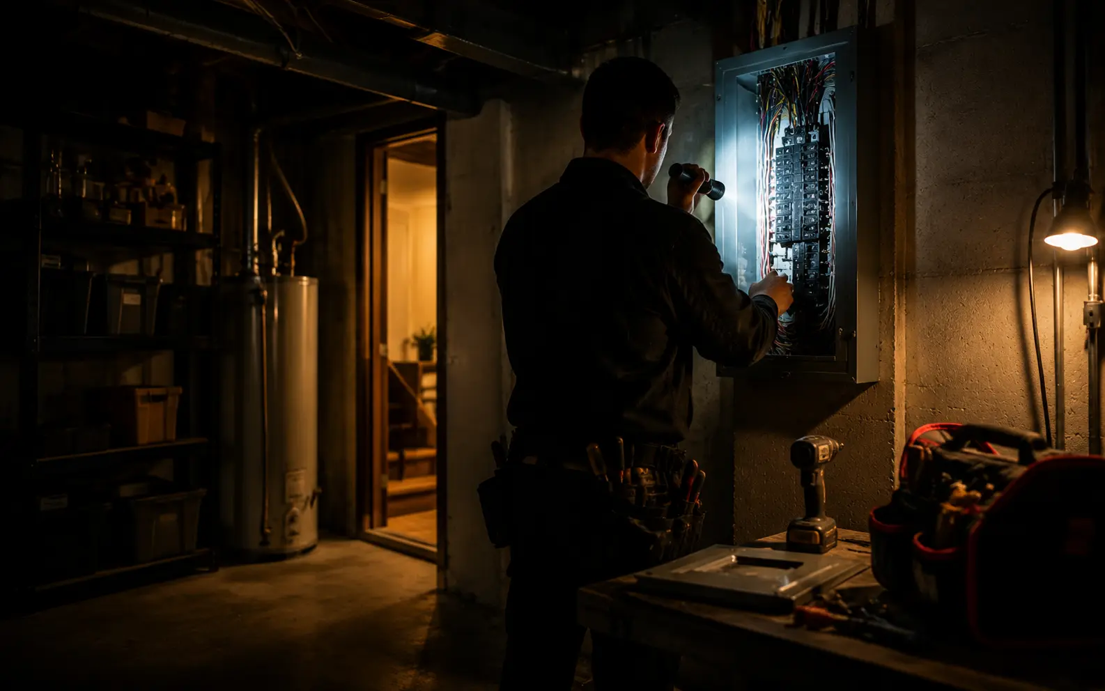 Local electrician responding to an emergency call in Caledon